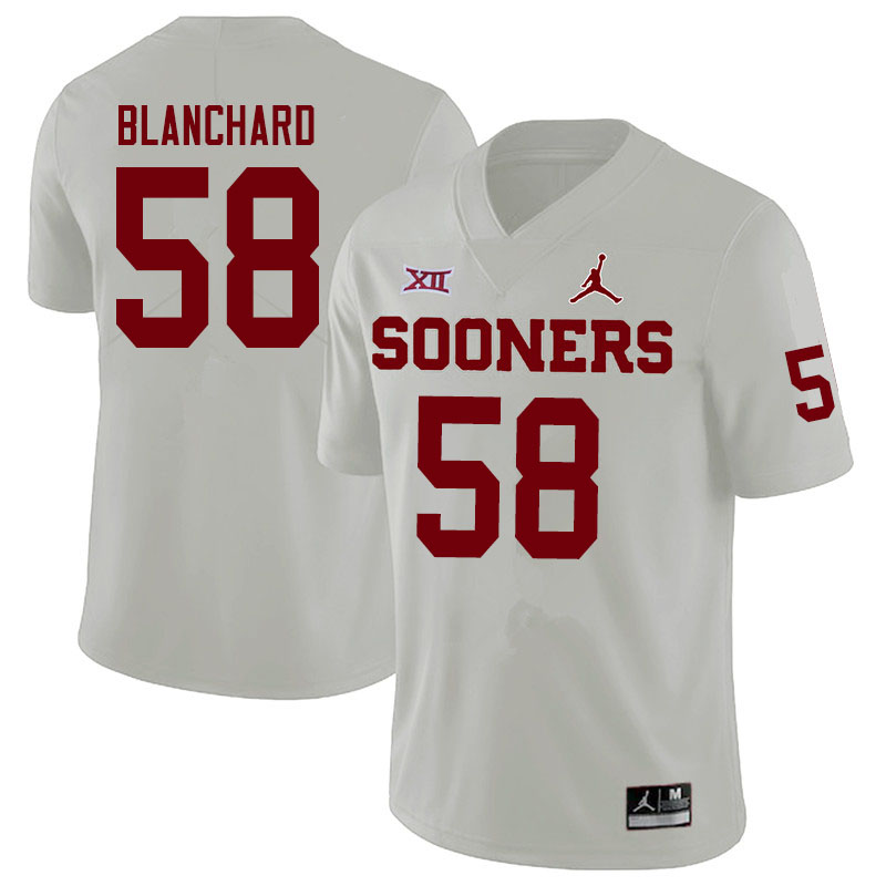 Men #58 Caden Blanchard Oklahoma Sooners Jordan Brand College Football Jerseys Sale-White